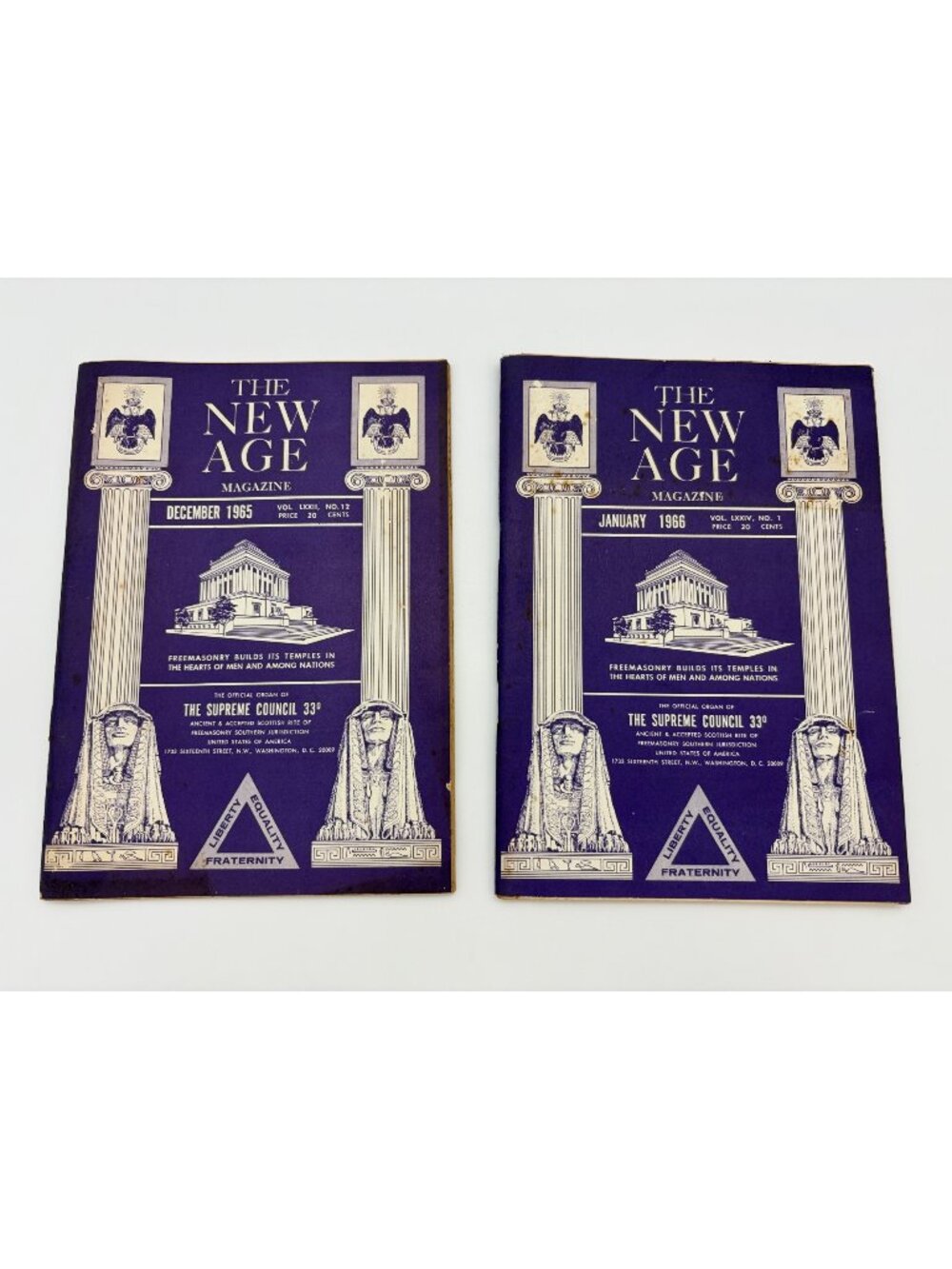 1965 1966 New Age Magazine Pair Scottish Rite Freemasonry Masonic Vintage Issues